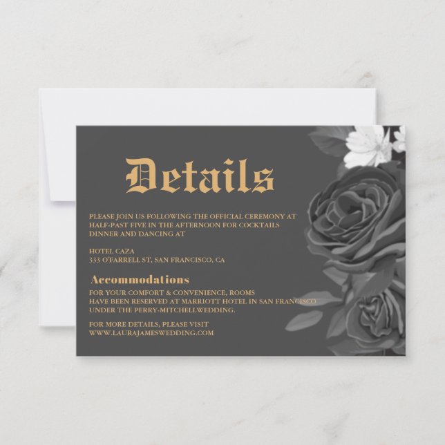 Gothic Wedding Black Rose Tarot Enclosure Card RSVP Karte (Vorderseite)