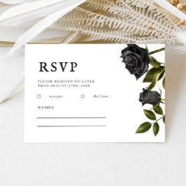 Gothic Wedding Black Rose Vintag RSVP Karte