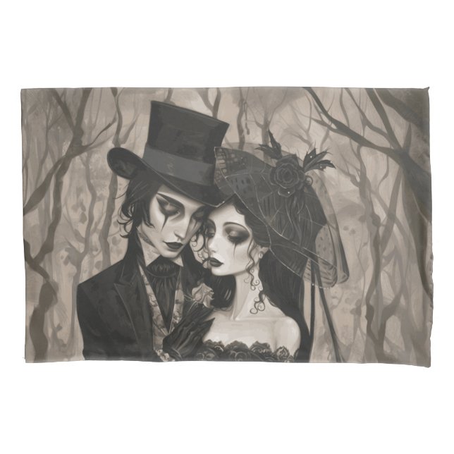 Gothic Wedding Couple Bedding Kissenbezug (Vorderseite)