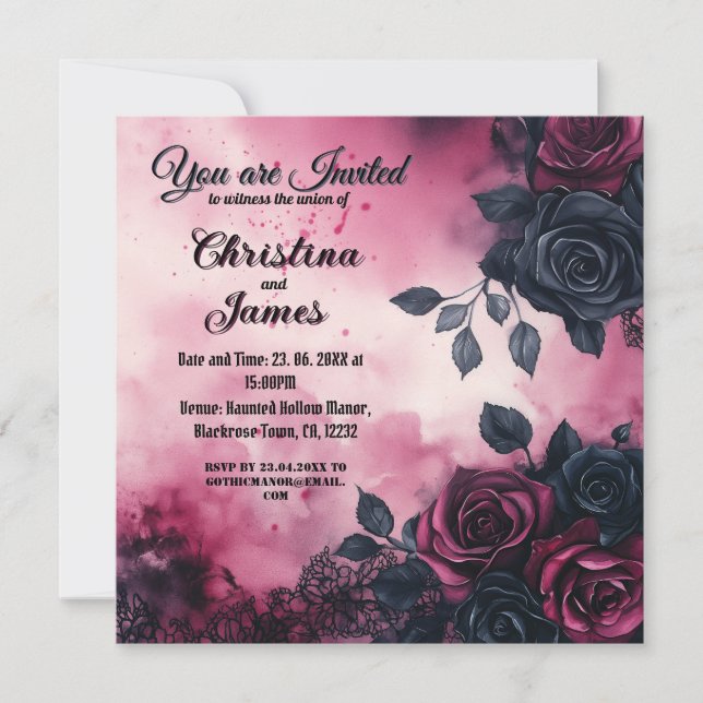 Gothic Wedding Design: Dunkle Rose und Spitzen (Vorderseite)