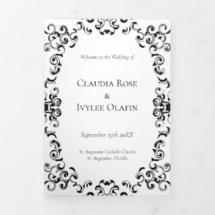 Gothic Wedding Dreifach-gefaltete Programmkarte