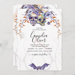 Gothic Wedding Einladung Lila Orange Skulls