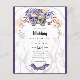 Gothic Wedding Einladung Lila Orange Skulls Flyer