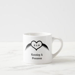 Gothic Wedding Flügelherz Mit Monogramm Espressotasse