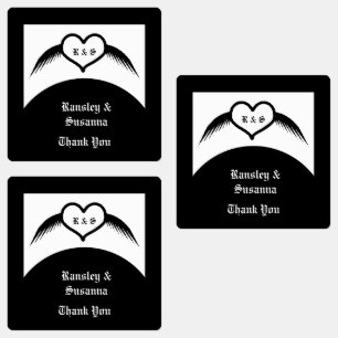 Gothic Wedding Flügelherz Mit Monogramm Etiketten