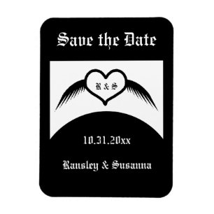 Gothic Wedding Flügelherz Mit Monogramm Magnet
