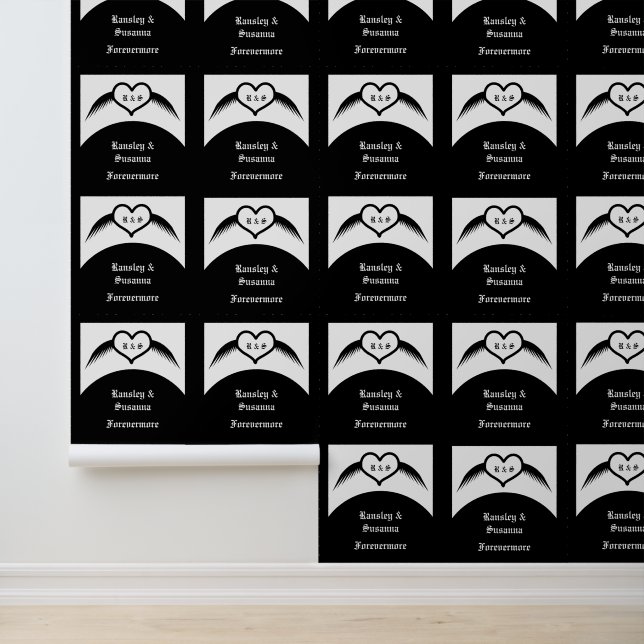 Gothic Wedding Flügelherz Mit Monogramm Tapete (Anwendung)