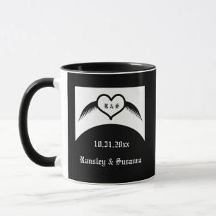 Gothic Wedding Flügelherz Mit Monogramm Tasse