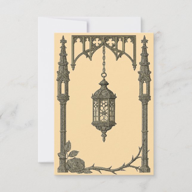 Gothic Wedding Invitation – Hanging Lantern AI-Gen Einladung (Vorderseite)