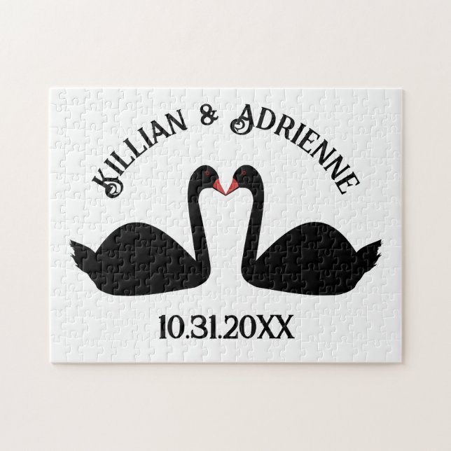 Gothic Wedding Kissing Black Swans Custom (Horizontal)