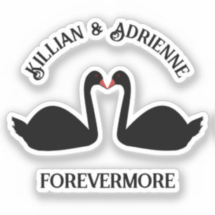 Gothic Wedding Kissing Black Swans Custom Aufkleber