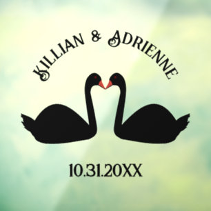 Gothic Wedding Kissing Black Swans Custom Fensteraufkleber