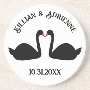 Gothic Wedding Kissing Black Swans Custom Getränkeuntersetzer