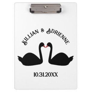 Gothic Wedding Kissing Black Swans Custom Klemmbrett