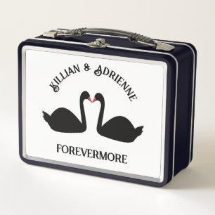 Gothic Wedding Kissing Black Swans Custom Metall Brotdose