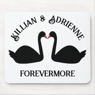 Gothic Wedding Kissing Black Swans Custom Mousepad
