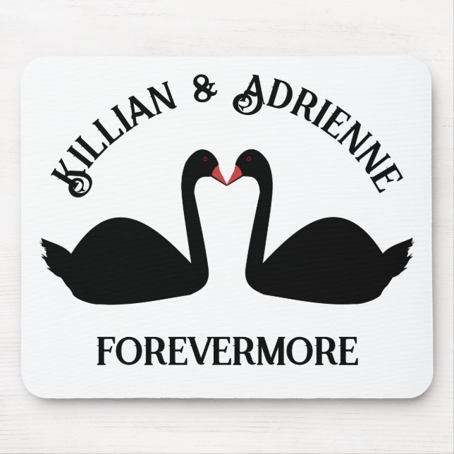 Gothic Wedding Kissing Black Swans Custom Mousepad (Vorne)