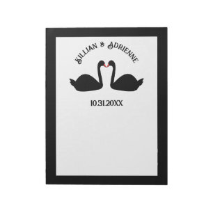 Gothic Wedding Kissing Black Swans Custom Notizblock
