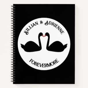 Gothic Wedding Kissing Black Swans Custom Notizbuch