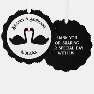 Gothic Wedding Kissing Black Swans Custom Ornament Karte