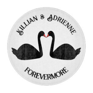 Gothic Wedding Kissing Black Swans Custom Schneidebrett