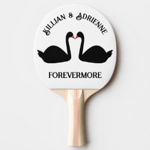 Gothic Wedding Kissing Black Swans Custom Tischtennis Schläger
