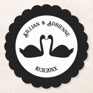 Gothic Wedding Kissing Black Swans Custom Untersetzer