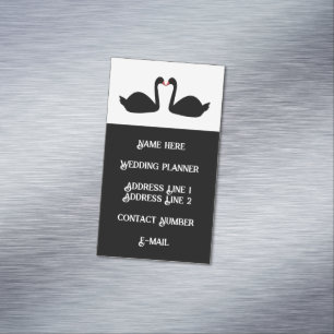 Gothic Wedding Kissing Black Swans Hochzeitsplaner Magnetische Visitenkarte