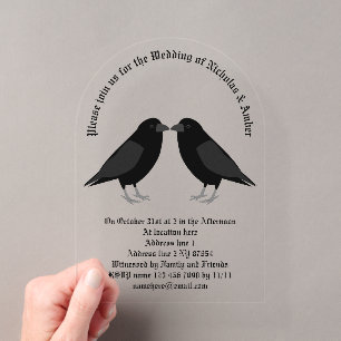 Gothic Wedding Kissing Ravens Custom Acryleinladungen