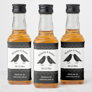 Gothic Wedding Kissing Ravens Custom Alkoholflaschenetikett