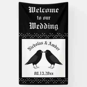Gothic Wedding Kissing Ravens Custom Banner