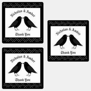 Gothic Wedding Kissing Ravens Custom Etiketten