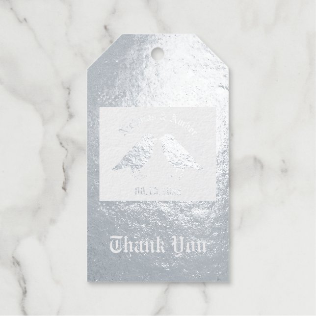 Gothic Wedding Kissing Ravens Custom Geschenkanhänger (Vorderseite)