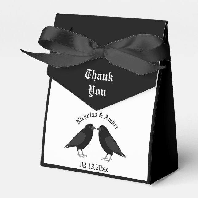 Gothic Wedding Kissing Ravens Custom Geschenkschachtel (Vorderseite)
