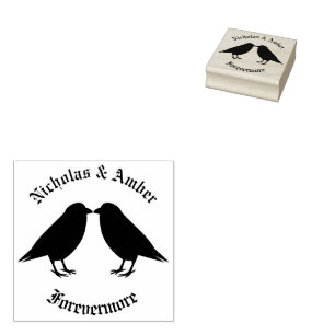 Gothic Wedding Kissing Ravens Custom Gummistempel
