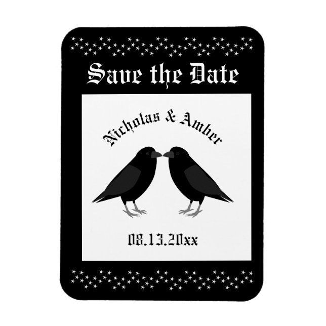 Gothic Wedding Kissing Ravens Custom Magnet (Vertikal)