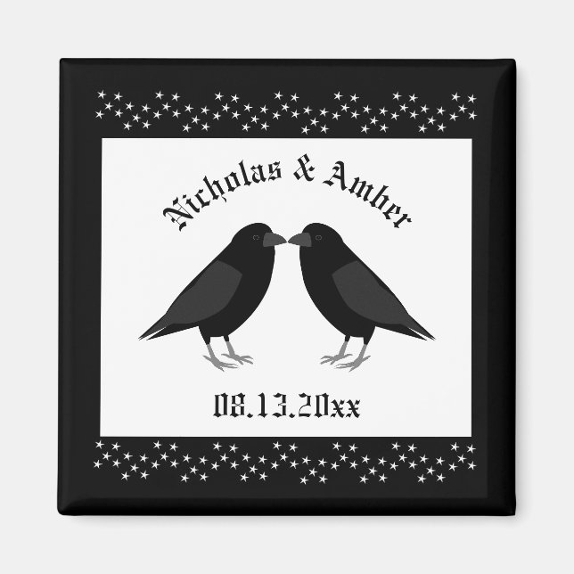 Gothic Wedding Kissing Ravens Custom Magnet (Vorne)