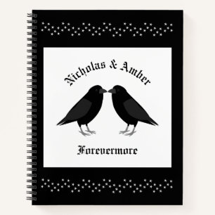 Gothic Wedding Kissing Ravens Custom Notizbuch
