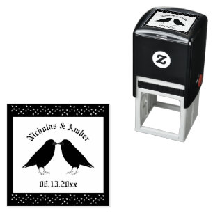 Gothic Wedding Kissing Ravens Custom Permastempel