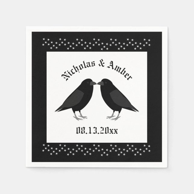 Gothic Wedding Kissing Ravens Custom Serviette (Vorderseite)