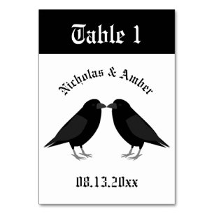 Gothic Wedding Kissing Ravens Custom Tischnummer