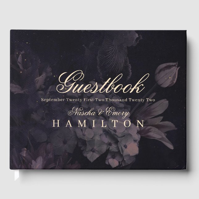 Gothic Wedding Lila Watercolor Floral Boho Gästebuch (Vorderseite)