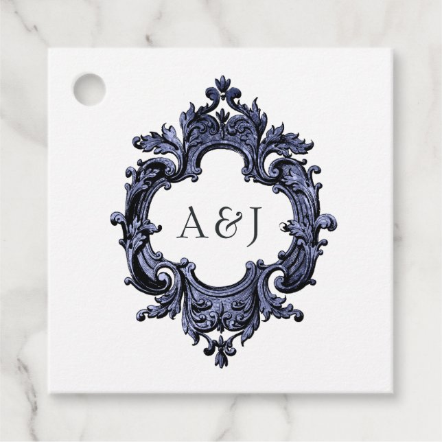 Gothic Wedding Monogram Gilded Frame Geschenkanhänger (Vorderseite)