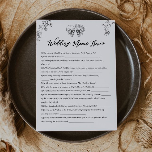 Gothic Wedding Movie Trivia Brautparty Game Einladung (Von Creator hochgeladen)