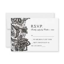 Gothic Wedding RSVP - Black Lace Pattern