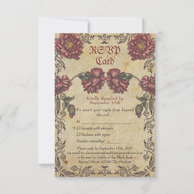 Gothic Wedding RSVP Card | Vintag (Vorderseite)