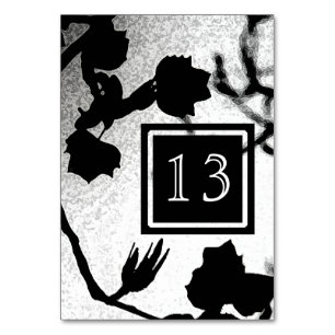 Gothic Wedding Schwarz-weiß Silhouette Table Cards Tischnummer