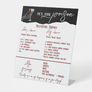 Gothic Wedding Signature Drinks Freie Bar-Signatur Sockelschild