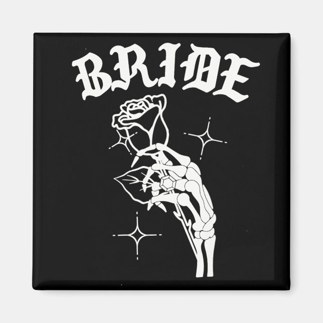 Gothic Wedding Skeleton Bride Spooky Halloween Jus Magnet (Vorne)
