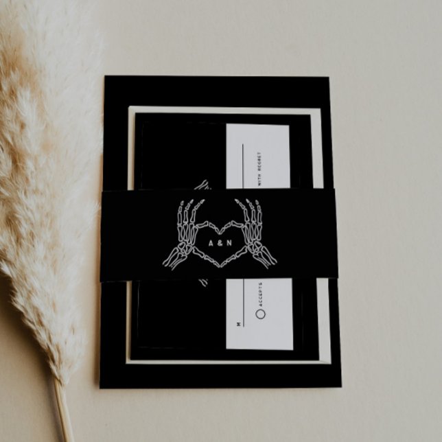 Gothic Wedding Skeleton Hände Hochzeitseinladung Einladungsbanderole (Von Creator hochgeladen)